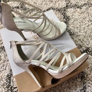 Call It Spring White Sparkle Strappy Heel